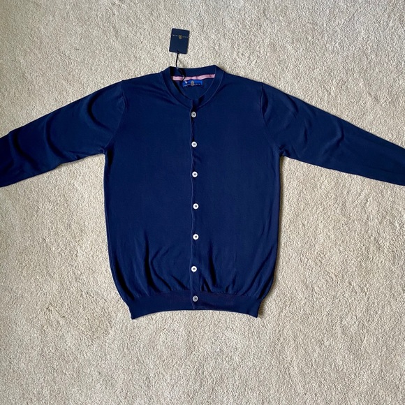 Eredi Pisano navy blue cotton cardigan medium - Picture 2 of 8